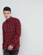Asos Design Oversized Printed Cord Check Shirt - Red