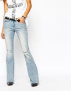 Blank Nyc Flared Jeans With Raw Hem And Distressing - Blue