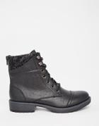 Head Over Heels By Dune Parkers Knit Cuff Flat Biker Boots - Black