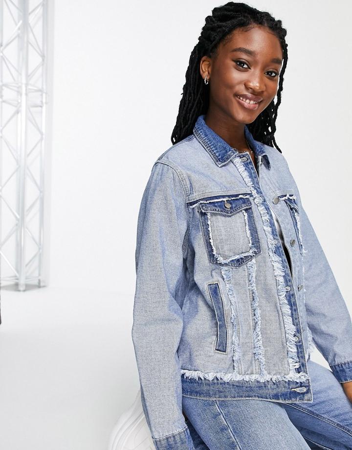 Skylar Rose Oversized Distressed Denim Jacket-blues
