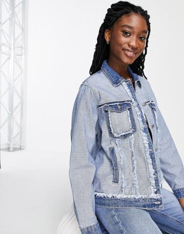 Skylar Rose Oversized Distressed Denim Jacket-blues
