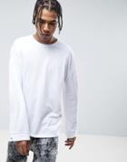 Asos Oversized Long Sleeve T-shirt With Extreme Bellow Sleeve And Popper Cuff - White