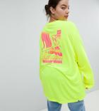Puma Exclusive To Asos Plus Long Sleeve T-shirt With Techno Logo In Neon Yellow - Yellow