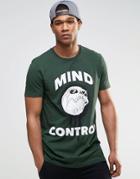 Asos Longline T-shirt With Skater Skull Chest And Back Print - Green As Sample