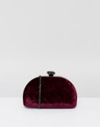 True Decadence Burgundy Velvet Half Moon Clutch Bag - Red