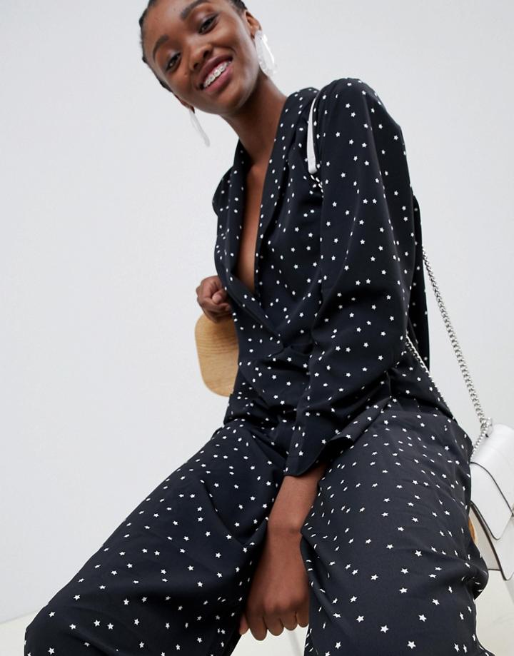 Asos Design Minimal Boiler Jumpsuit With Pockets In Star Print-multi
