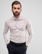 Asos Skinny Shirt In Dusty Pink With Grandad Collar - Pink