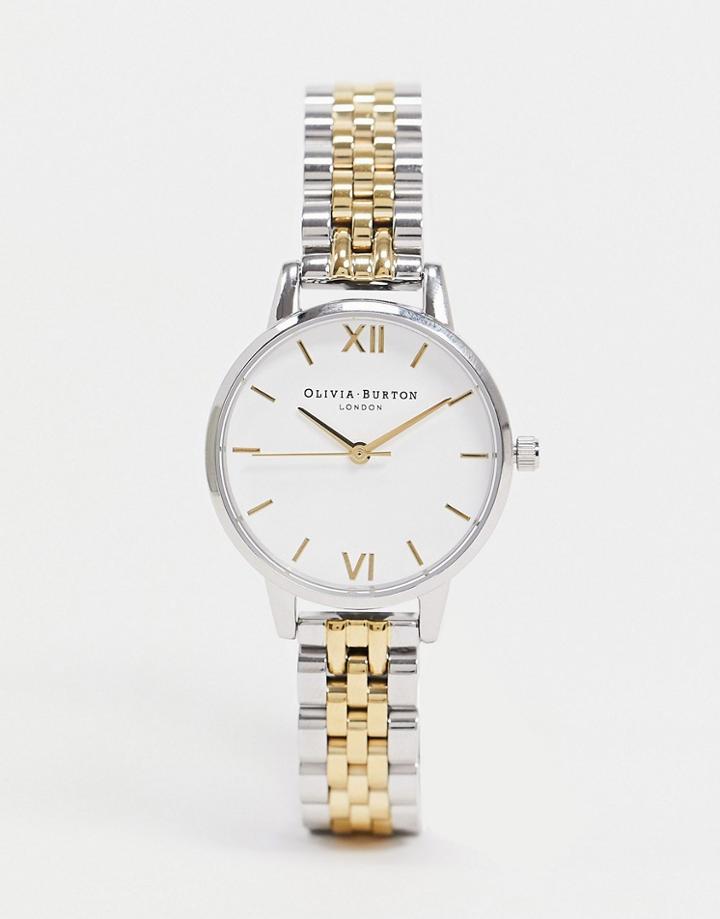 Olivia Burton White Midi Dial Bracelet Watch In Mixed Metal-multi