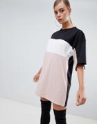 Missguided Color Block T-shirt Dress - Multi