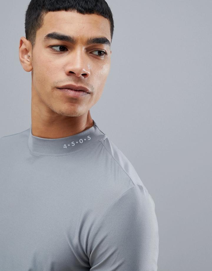 Asos 4505 Golf High Neck T-shirt With Quick Dry In Gray - Gray