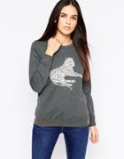 Sugarhill Boutique Gloria Lying Leopard Sweatshirt - Gray