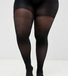Asos Design Curve 60 Denier Tights With Bum Tum And Thigh Support - Black