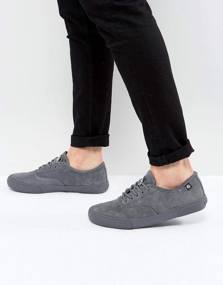 Pretty Green Suede Archer Sneakers In Gray - Gray