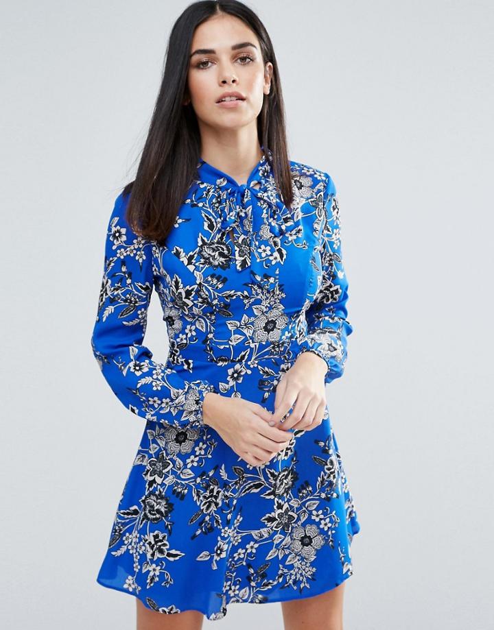 Lipsy Floral Print Skater Dress - Multi