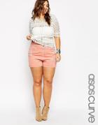 Asos Curve Mom Short In Red Clay With Rip - Red