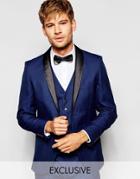 Selected Homme Exclusive Tuxedo Suit Jacket With Shawl Lapel In Skinny Fit - Navy
