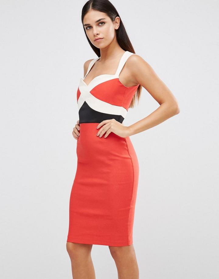 Vesper Color Block Dress - Red