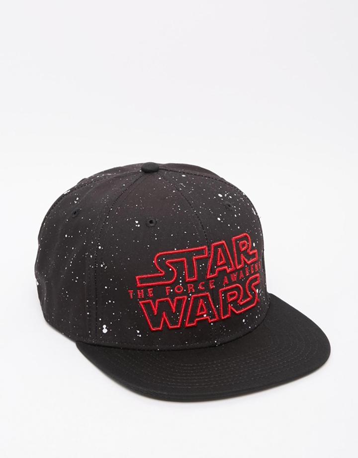 Asos Snapback Cap With Star Wars Embroidery - Black