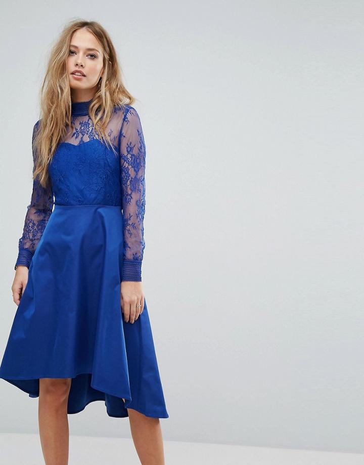 Y.a.s Lace Dress With Open Back - Blue