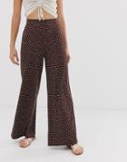 Asos Design Wide Leg Pants In Non-print-brown