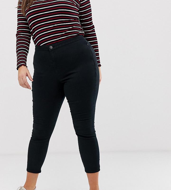 Asos Design Curve Ankle Length Stretch Skinny Pants With Zip Side Pockets-black