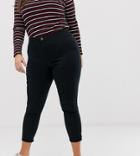 Asos Design Curve Ankle Length Stretch Skinny Pants With Zip Side Pockets-black