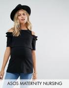 Asos Maternity Nursing Cold Shoulder Sweat Top - Black