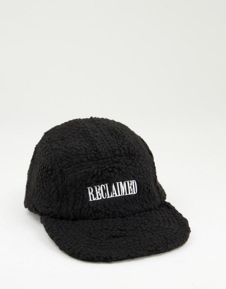 Reclaimed Vintage Inspired Unisex 5 Panel Cap With Logo In Black Fleece