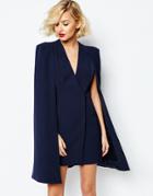 Lavish Alice Split Back Cape Dress - Navy