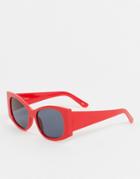 Asos Design Oversized Angled Square Sunglasses - Red