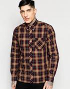 Fred Perry Laurel Wreath Shirt In Slim Fit Plaid Check In Green - Maroon