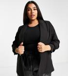 River Island Plus Ruched Sleeve Blazer In Black