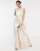 Ghost London Bridesmaid Satin Maxi Dress In Oyster-pink