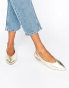 Asos Lychee Slingback Pointed Ballet Flats - Gold