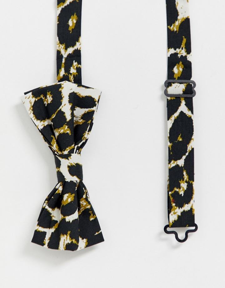 Devils Advocate Leopard Print Bow Tie - Blue
