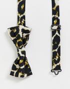 Devils Advocate Leopard Print Bow Tie - Blue
