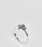 Asos Design Curve Ring With Elephant Detail In Sterling Silver - Silver