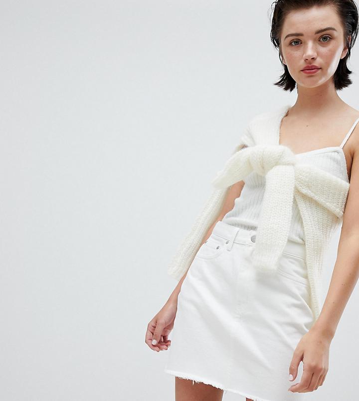 Weekday Wend Denim Mini Skirt Raw Hem In White