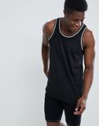 Asos Design Tank With Contrast Tipping In Black - Multi