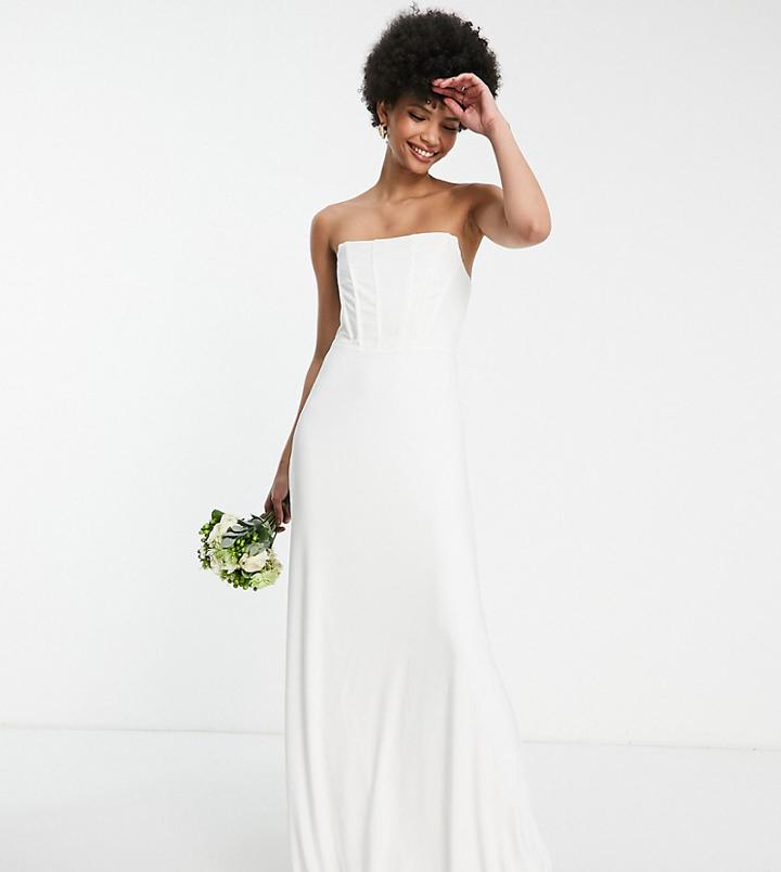 Tfnc Tall Bridal Maxi Dress With Corset In Ivory-white