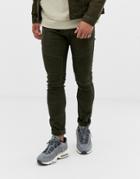 Liquor N Poker Skinny Fit Biker Jean In Khaki - Green