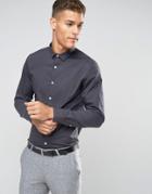 Asos Slim Shirt With Stretch In Charcoal - Gray