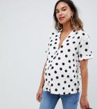New Look Maternity Shirt In Polka Dot - White