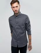 Farah Shirt With Herringbone Weave In Slim Fit - Gray