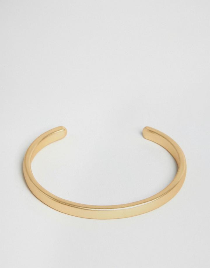Chained & Able Matt Logo Cuff Bracelet In Gold - Gold
