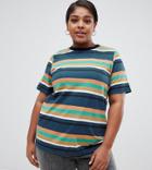 Daisy Street Plus Relaxed T-shirt In Stripe - Navy