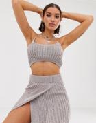 Asos Design Two-piece Metallic Knitted Cami Top - Gold