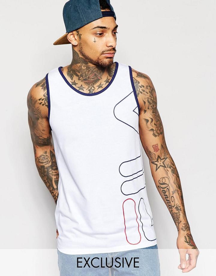 Fila Black Tank With Large Logo - White