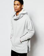 Asos Longline Oversized Hoodie With Extreme Funnel In Gray Marl - Gray Marl
