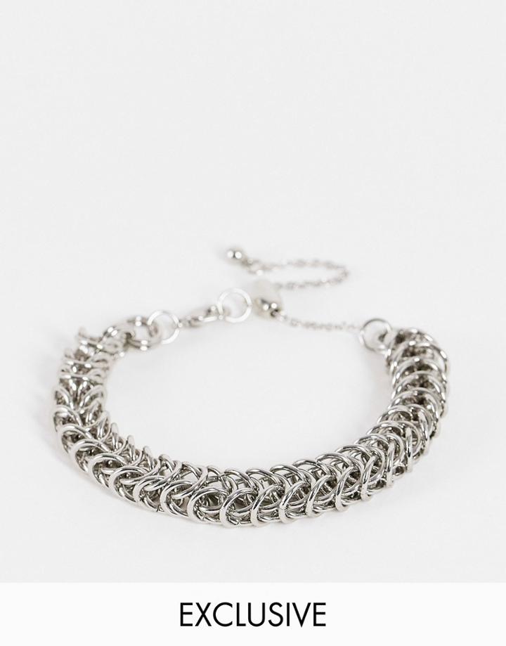 Reclaimed Vintage Inspired Unisex Bracelet In Heavyweight Silver Chain